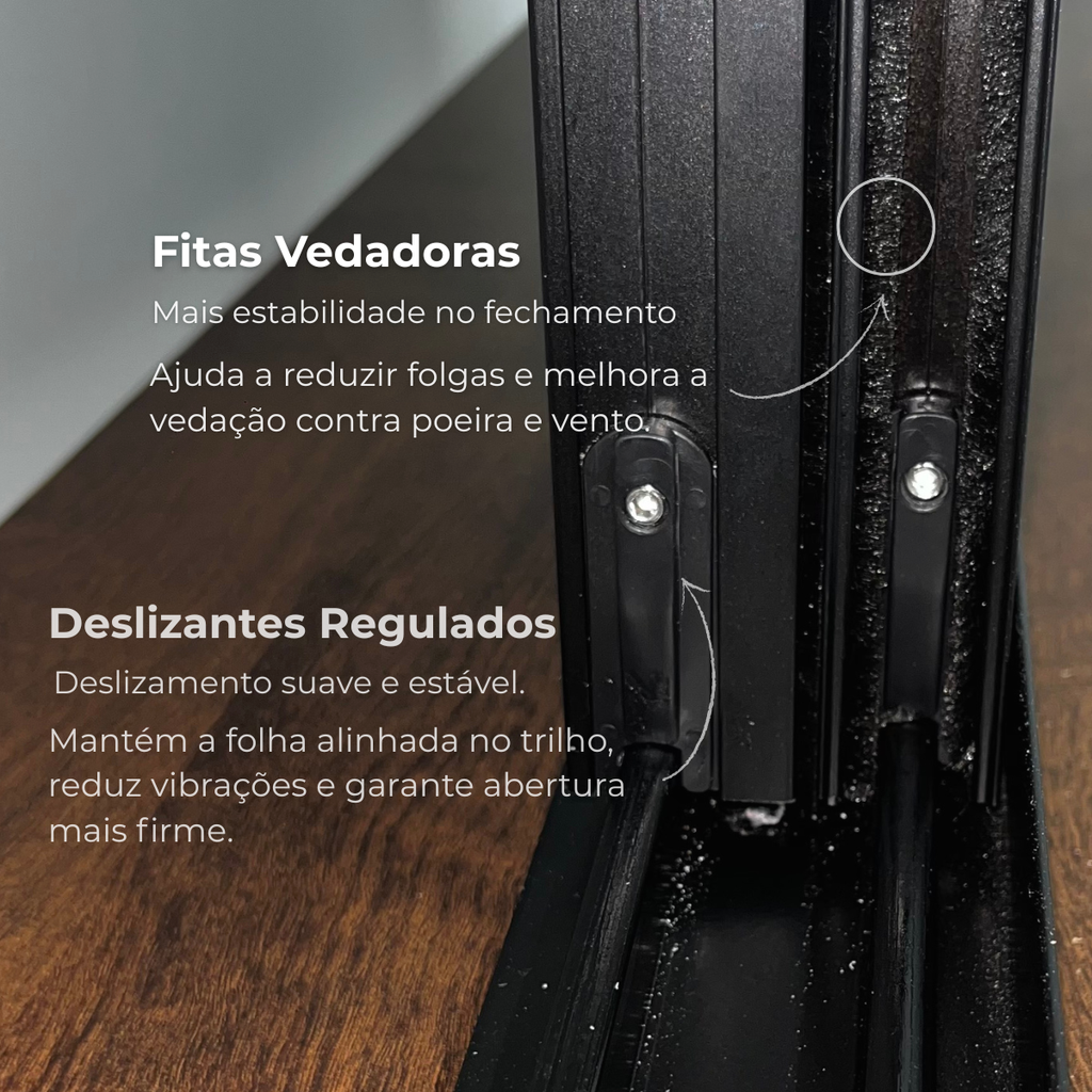 Janela de Alumínio Duas Folhas Móveis Preta Linha Suprema - imagem 5